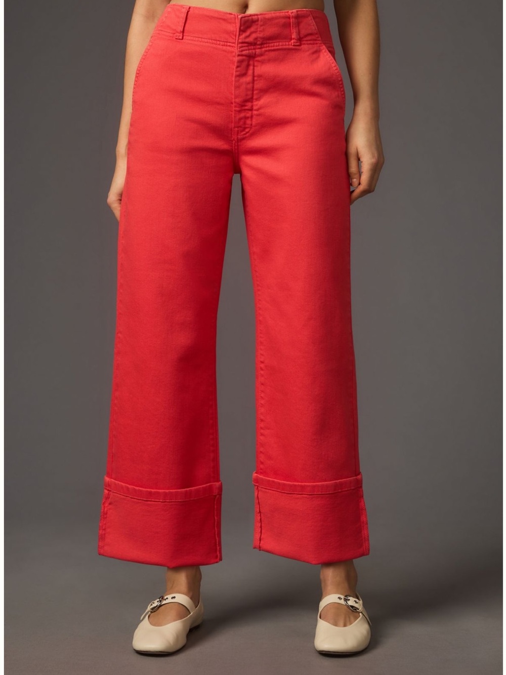 Pilcro Coral Pink/Red Midrise Straight-Leg Jeans